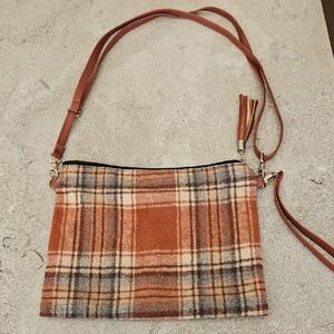 Plaid Crossbody Bag in Orange and Brown